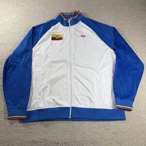 FILA Ecuador Full Zip Y2K Track Jacket White Blue Men’s Size XXL